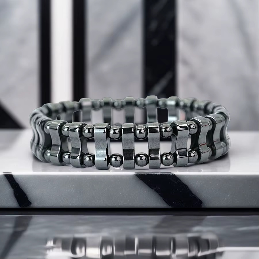 Noter Armband, Hämatit, Perle, Schwarz, Herren, Punk - Bild 2