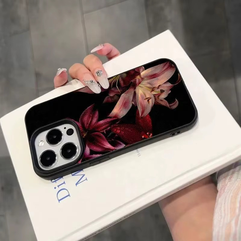 Schutzhülle mit rotem Vintage-Blumenmuster aus TPU für Apple iPhone 17, 16, 15, 14, 13, 12, 11 Pro Max und Air Plus Serien - Bild 5