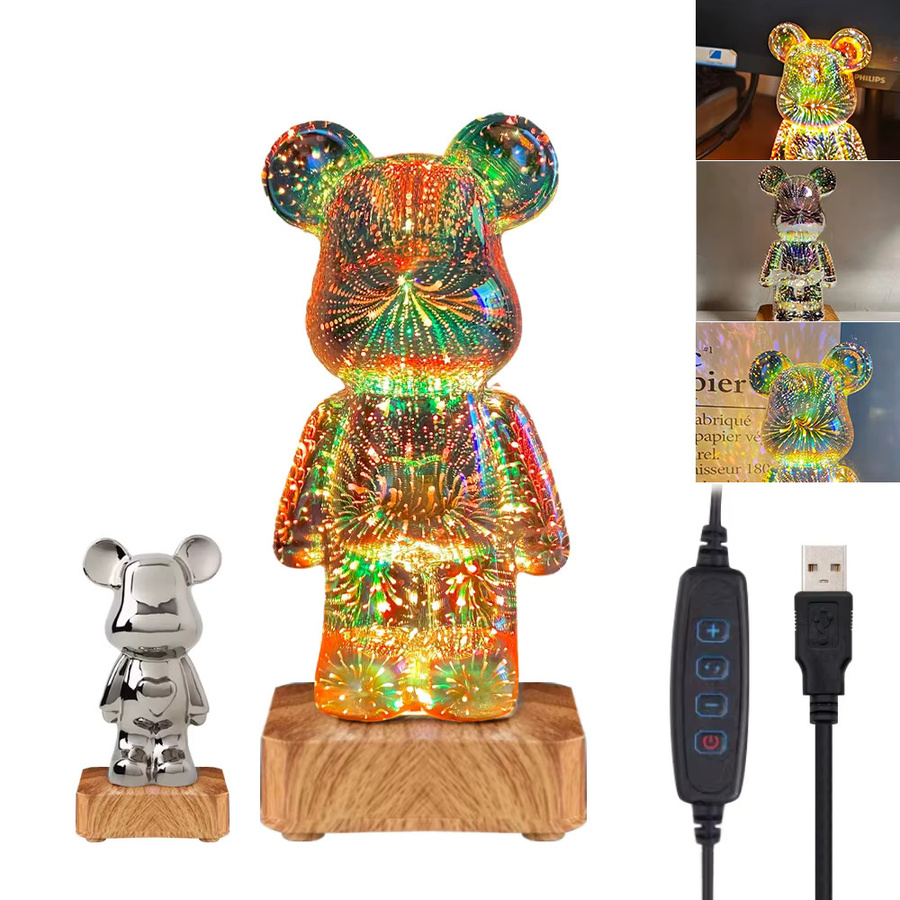 PARKSON LED-Feuerwerkslampen 3D-Bären-Nachtlicht mit USB-Anschluss, dimmbarer Projektor in Multicolour für Schlafzimmer und Tischdekoration - Bild 7