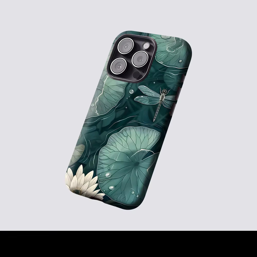 Potdemiel Magnetische Handyhülle Lotus & Libellen-Teich für iPhone 17 16 15 14 13 Pro Max Plus, Robuste Ein- und Doppelschichtige Hülle, Mehrfarbig - Bild 2