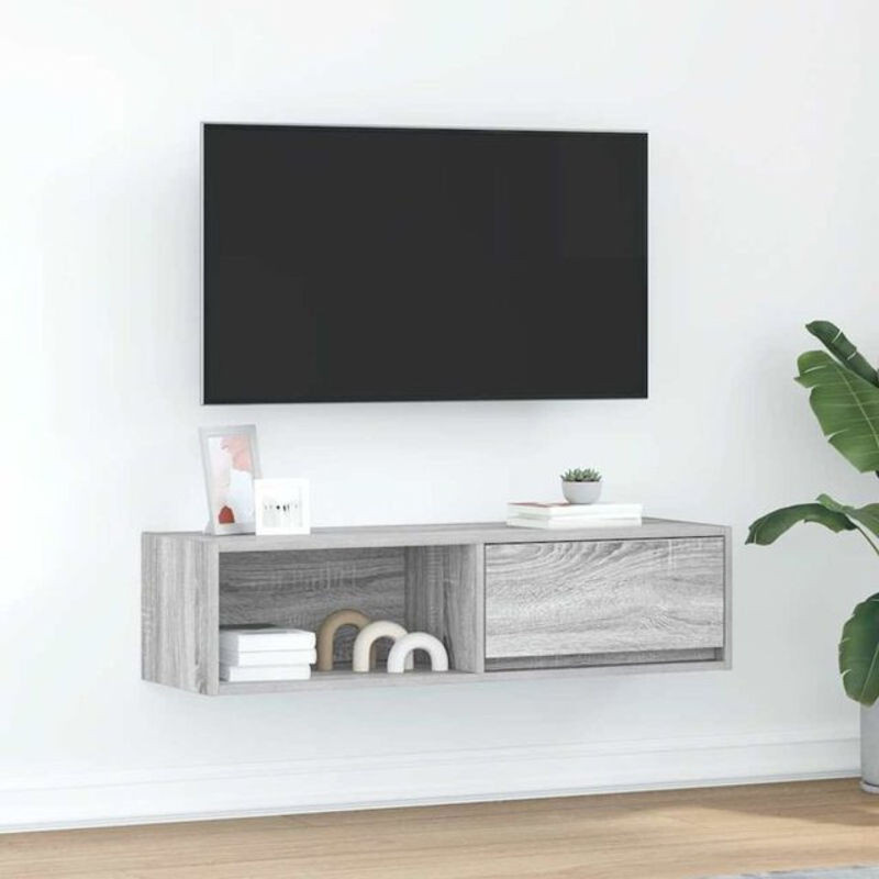 Vidaxl TV-Schrank Modern Grau aus Holzwerkstoff B/H/T: 100 x 25,5 x 31 cm - Bild 1