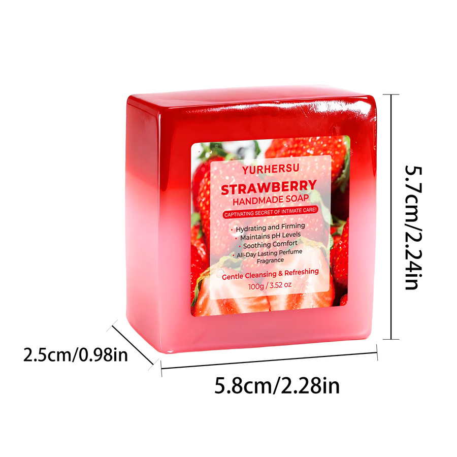 YURHERSU Erdbeerseife Peeling-Seife für Gesicht & Körper, Unisex - Bild 2