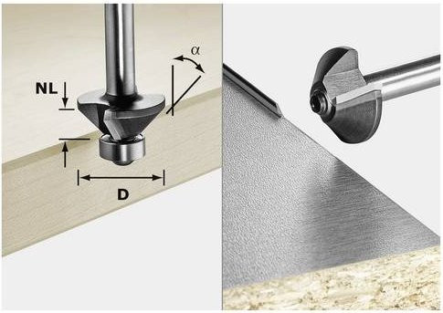 Festool Fasenfräser HW 30 Grad in Silber, Schaftdurchmesser: 8 mm, Durchmesser: 25 mm, Arbeitslänge: 11 mm, Gesamtlänge: 50 mm - Bild 1