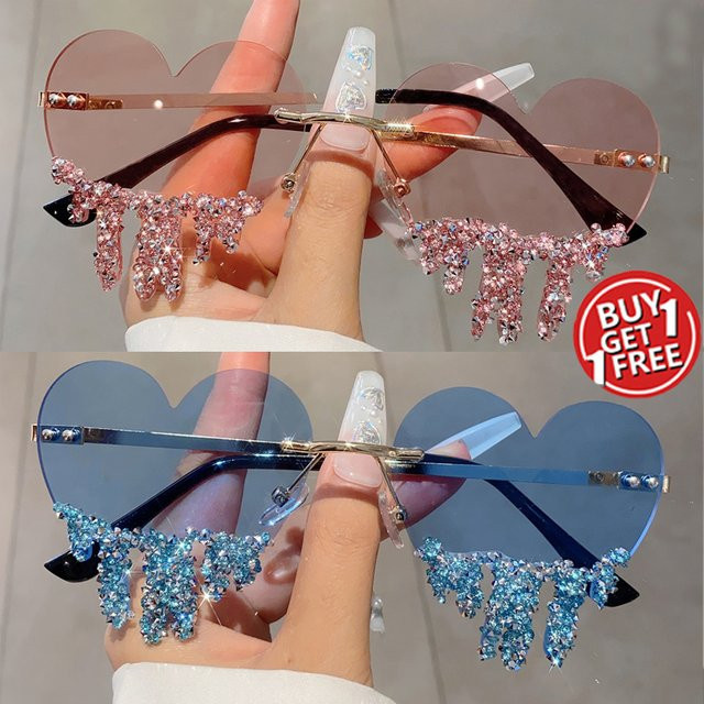 KAMMPT Sonnenbrille herzförmig, randlos, Strasssteinen, Damen, Metal - Bild 1