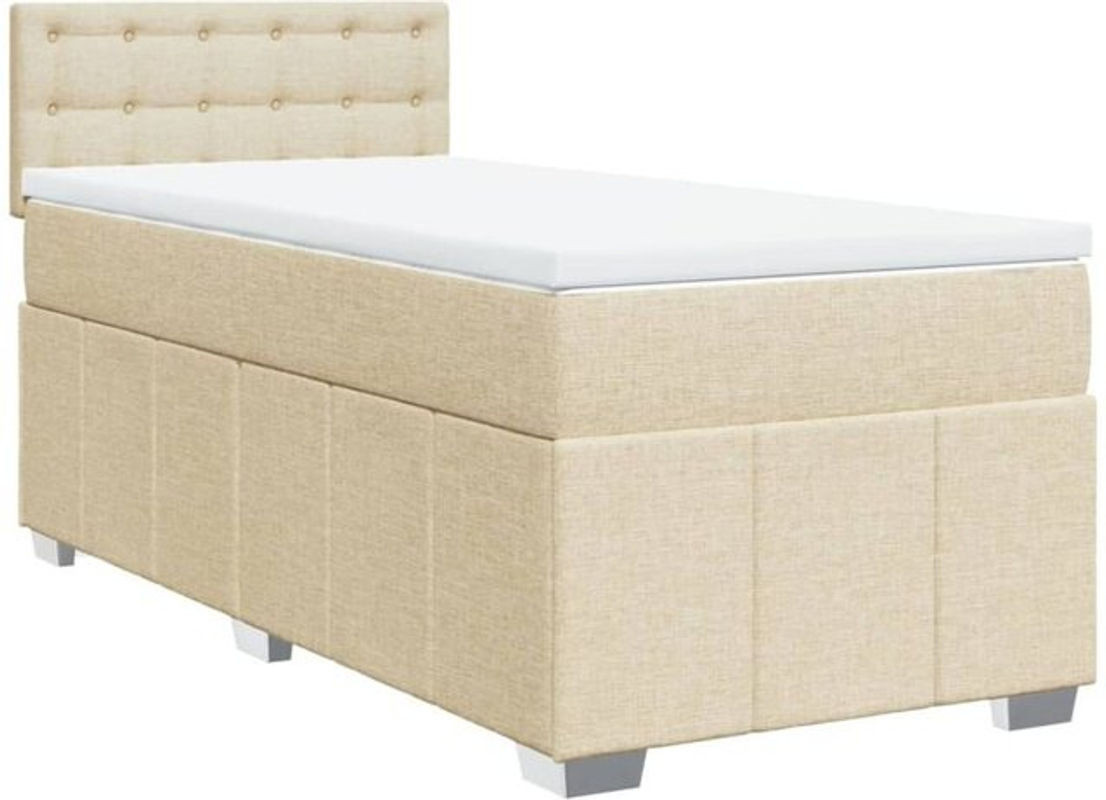 vidaxl Boxspringbett mit Matratze aus Stoff in Beige und Weiß, B/T/H: 200 x 100 x 100,5 cm - Bild 1