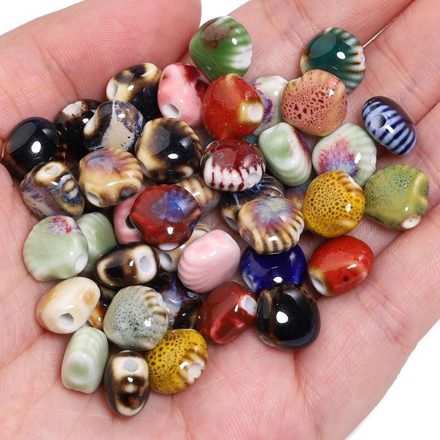JILKOL Perlen Keramik, Jakobsmuschel, Bunt, 11,5x10mm, Unisex - Bild 1