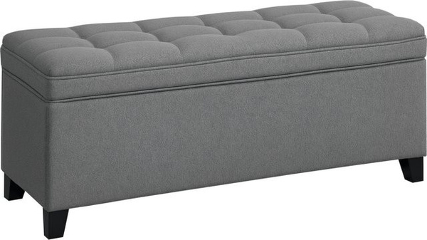 HOMCOM Sitzbank mit Stauraum in Leinenoptik, Polsterbank für Wohnzimmer, Schlafzimmer oder Flur, Dunkelgrau, B/T/H: 120 x 40 x 48 cm