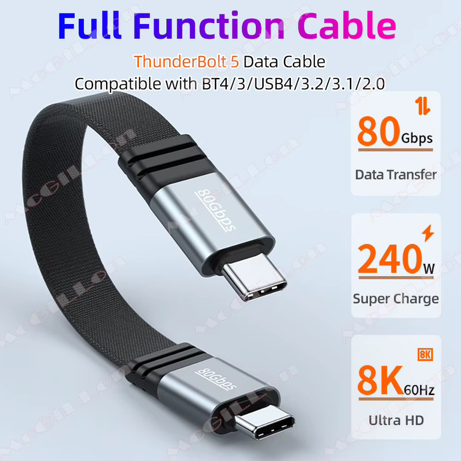 MCGILLON Thunderbolt 5 Kabel Typ C auf Typ C in Schwarz mit 80 Gbit/s, 8K@60Hz und PD240W Ladefunktion - Bild 2