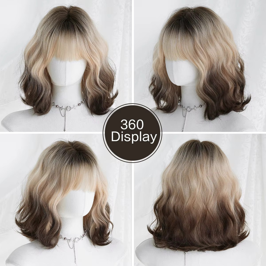 7JHH WIGS Wasserwellen-Perücke Schwarz Ombre Blond, Damen, Synthetisch - Bild 4