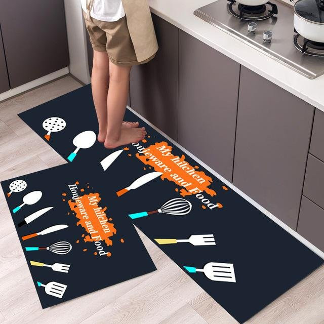 Rutschfeste Küchen-Bodenmatte von Yiran Furniture in Schwarz, waschbar, B/T: 40 x 60 cm - Bild 1