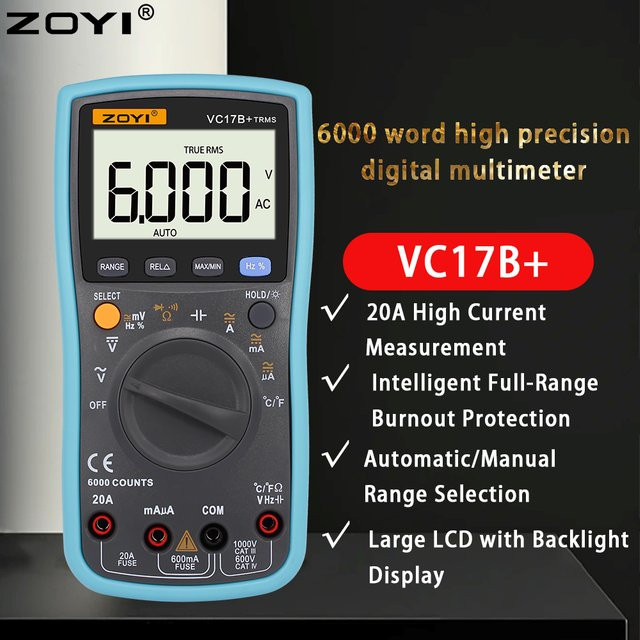 ZOYI Digitalmultimeter 17B MAX Intelligentes Hochpräzises Voltmeter mit Anti-Verbrennungs-Schutz in Blau - Bild 1