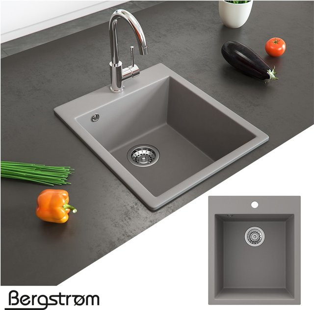 Bergström Einbauspüle aus Granit-Verbundwerkstoff in Grau inklusive Siphon - Bild 1