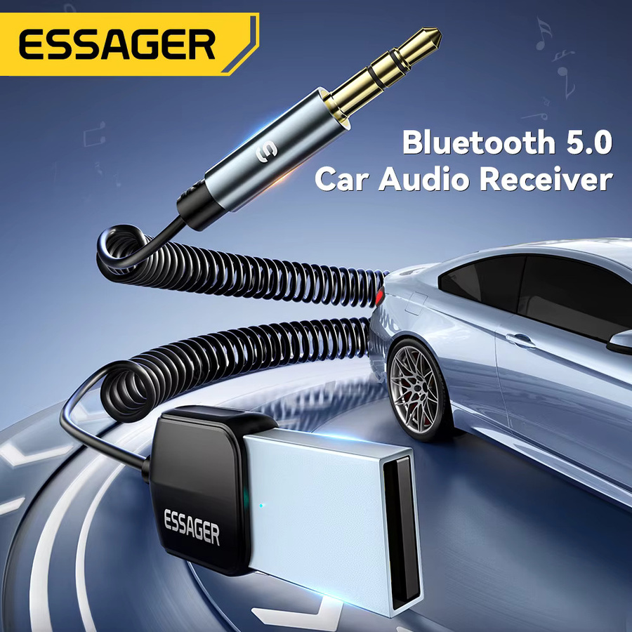 Essager Bluetooth 5.0 Receiver Adapter mit 3,5 mm Klinke und USB, Schwarz - Bild 2