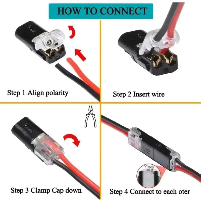 20 oder 100 Stück Schnell-Kabelanschlüsse 2 Pin Stecker in Schwarz für Auto und Elektroinstallationen - Bild 5