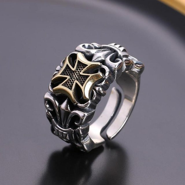 Yiran Jewelry Ring mit Kreuz, Kupfer, Herren - Bild 1