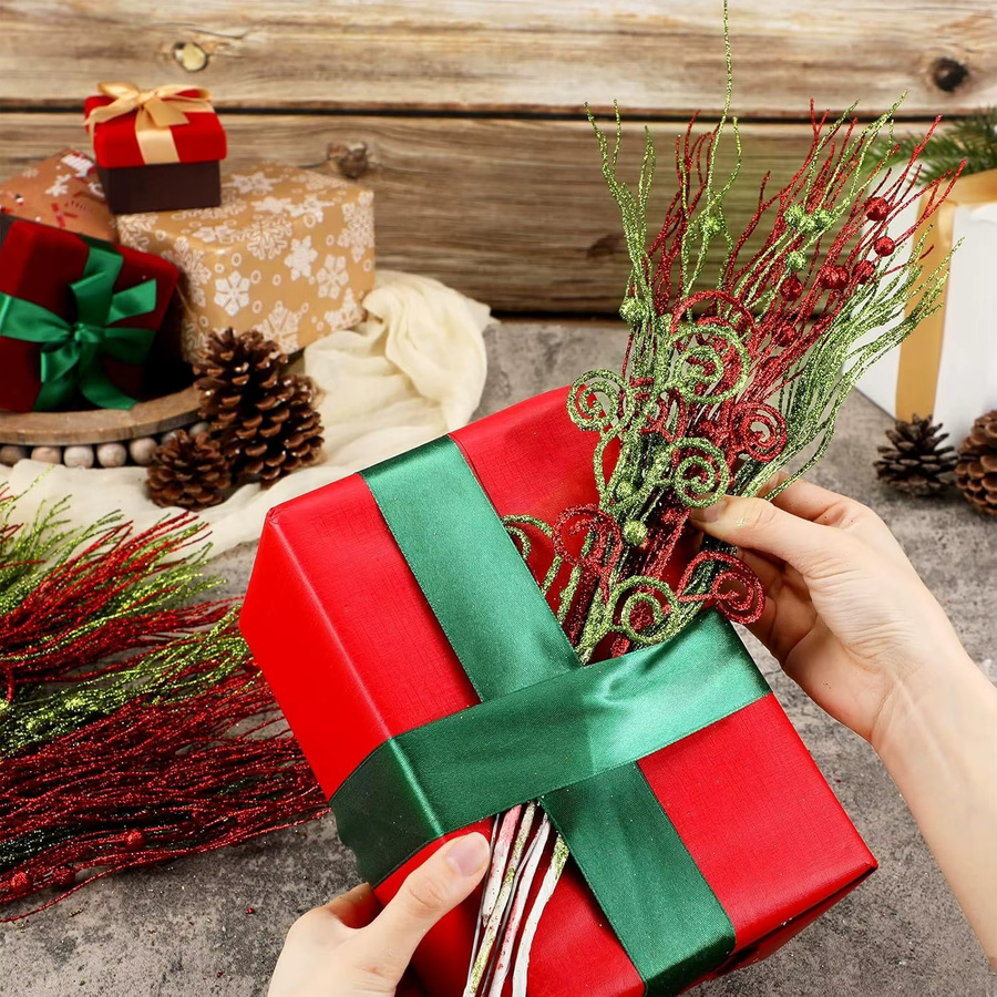 MENGHAO 6er Set Künstliche Beeren-Bouquets in Rot und Grün für Weihnachtsdekoration und Tischdekoration - Bild 5