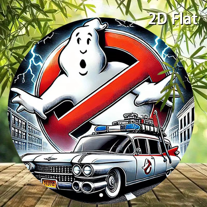 Potdemiel Ghostbusters Ecto-1 Rundes Aluminium-Metallblechschild in Mehrfarben, Rustikale Wandkunst Durchmesser: 20 cm - Bild 3