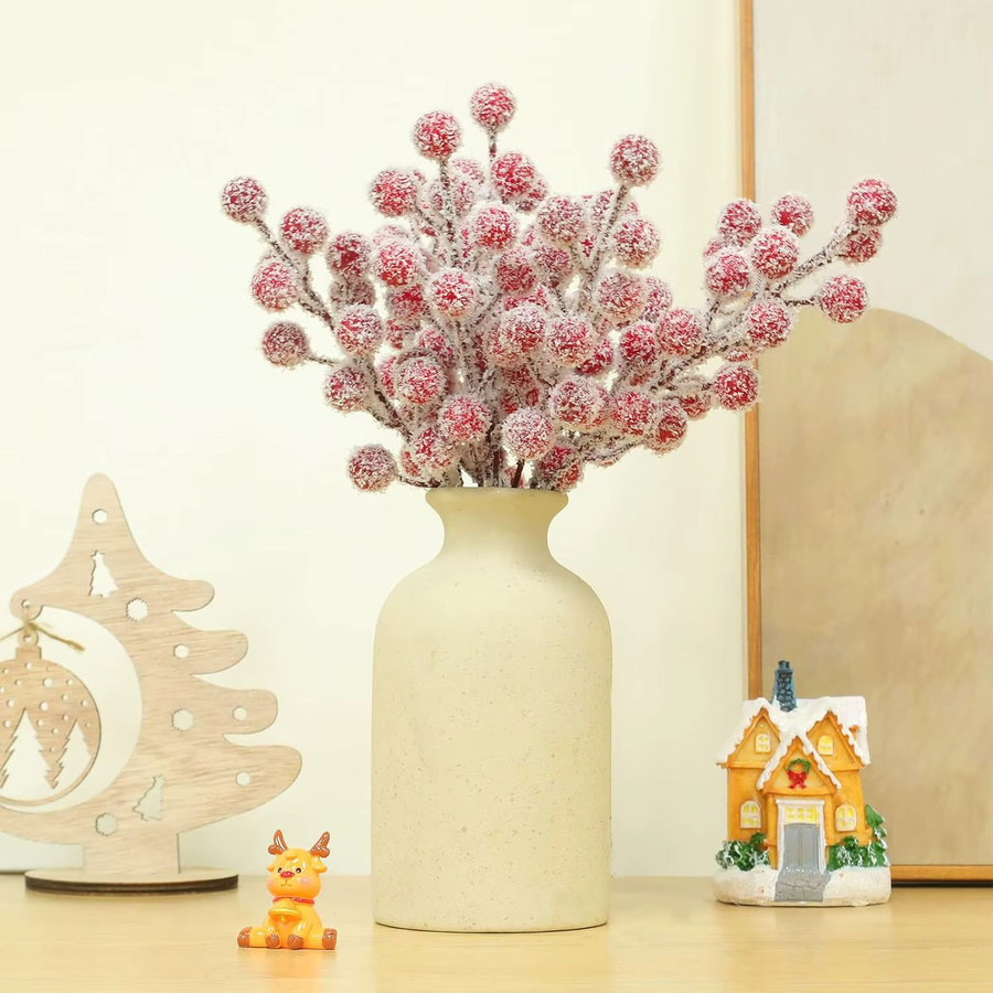 ZQCY Künstliche Holly Pflanze mit roten Beeren für Weihnachtsdekoration und Hochzeiten in Rot - Bild 2