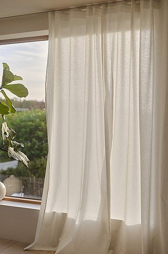 Jotex Vorhang MILLY aus Leinenmischung in Weiß, semi-transparent, extra breit, Höhe: 280 cm - Bild 1