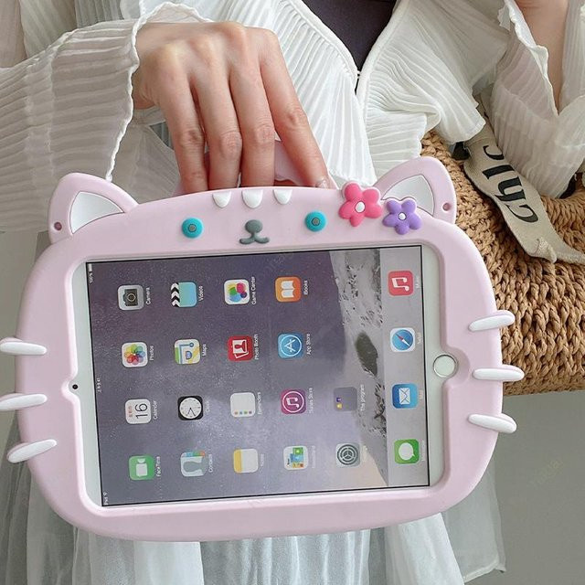 Apple iPad Hülle mit Cartoon-Pferde-Design in Pink für iPad Air und iPad Pro Modelle - Bild 1