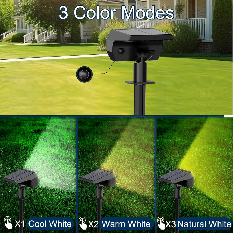 Swiatla 2-in-1 Solar-Landschaftsstrahler mit 74 LEDs, RGB-Farben, IP65 wasserdicht, Schwarz - Bild 4