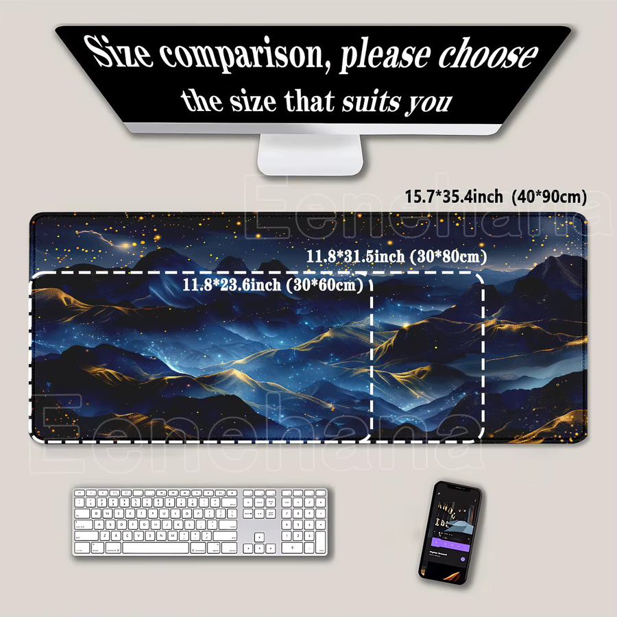 Eenehana Gaming Mauspad Landschaft Berg Sonnenuntergang Cartoon Schreibtischunterlage Multicolour B: 90 cm, T: 40 cm - Bild 2