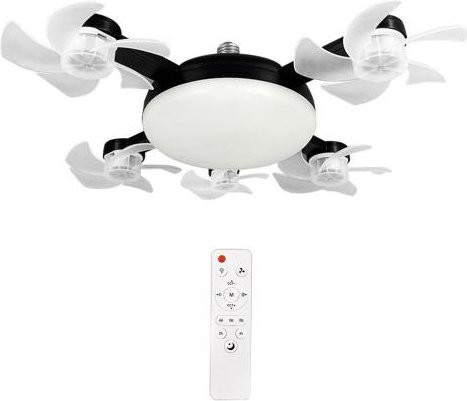 Soren Deckenventilator mit LED-Licht und Fernbedienung, dimmbarer 2-in-1 Drohnenventilator in Schwarz für dein Wohnzimmer - Bild 1