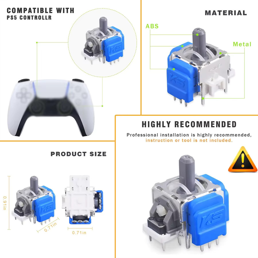 VAORLO TMR-Magnet-Joystick Upgrade-Ersatzkit mit Anti-Drift-Analogsensor für PS4, PS5, Xbox und Nintendo Switch Pro Controller - Bild 3