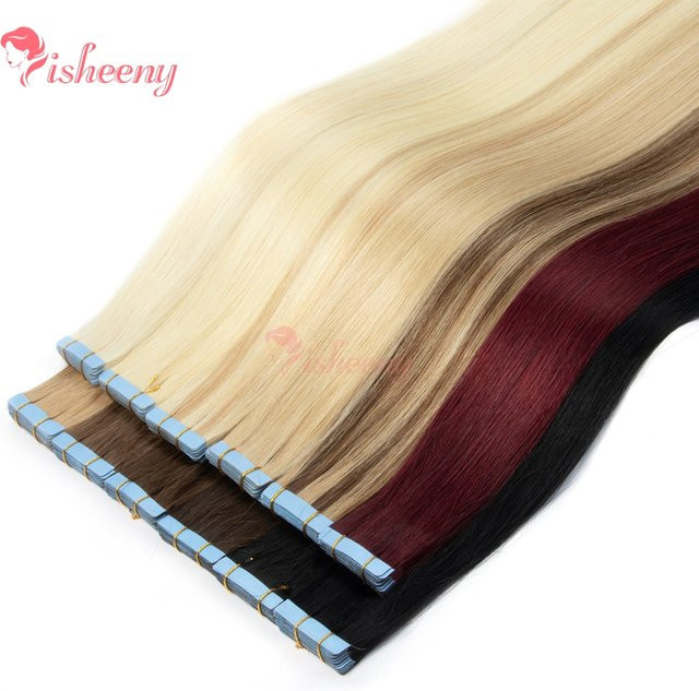 isheeny Tape-In Haarverlängerungen Echthaar, Glatt, 20 Stück, Unisex - Bild 1