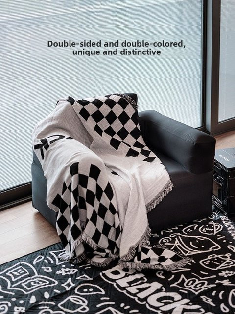 Blackdog Outdoor Camping Gewebte Decke im Checked Design für Camping und Büro - Bild 1