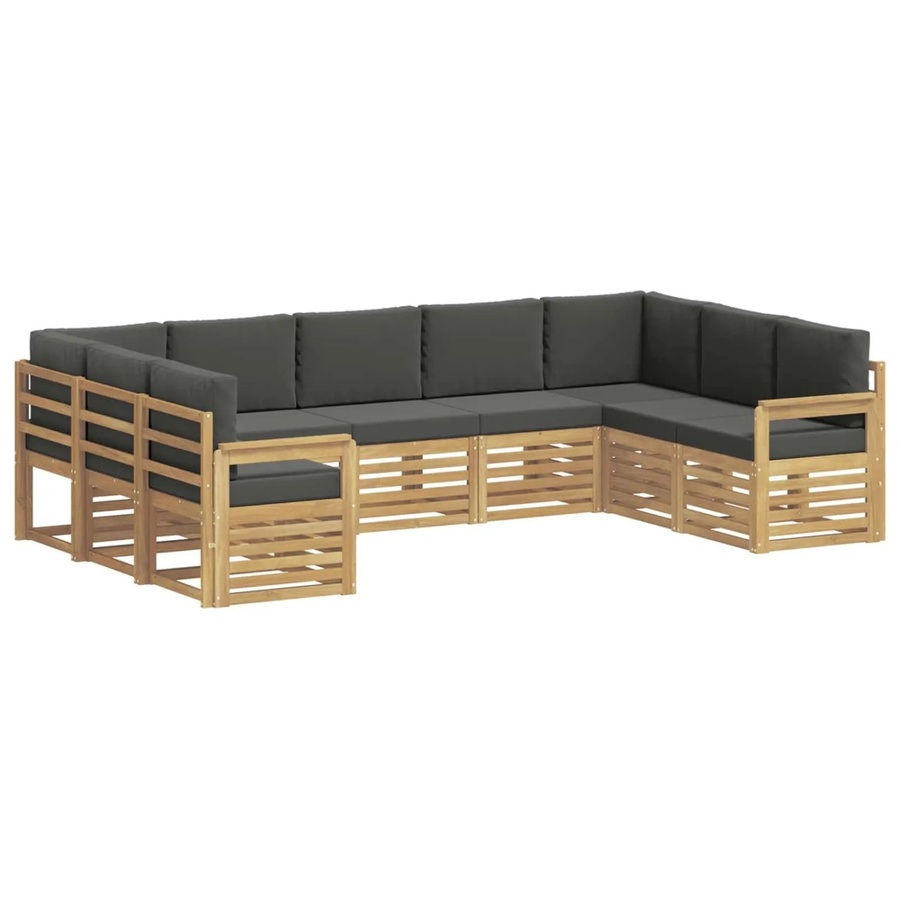 vidaXL Outdoor-Sofagarnitur 7-teilig in L-Form aus Akazienholz mit Polstern in Weiß und Anthrazit - Bild 2