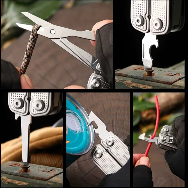 BHBT 25-in-1 Multitool-Zange in Silber und Schwarz mit Taschenschere, Sägen und Bits für Outdoor und Camping - Bild 6