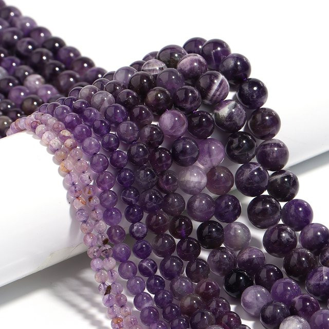 louleur Naturstein-Amethyst-Kristallperlen, rund, 4/6/8/10/12mm - Bild 1