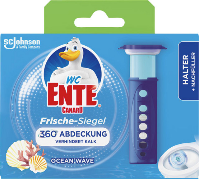 WC Ente Frische Siegel Ocean Wave ORIGINAL von SC Johnson, selbsthaftender WC-Stein in Blau, 36 ml - Bild 1