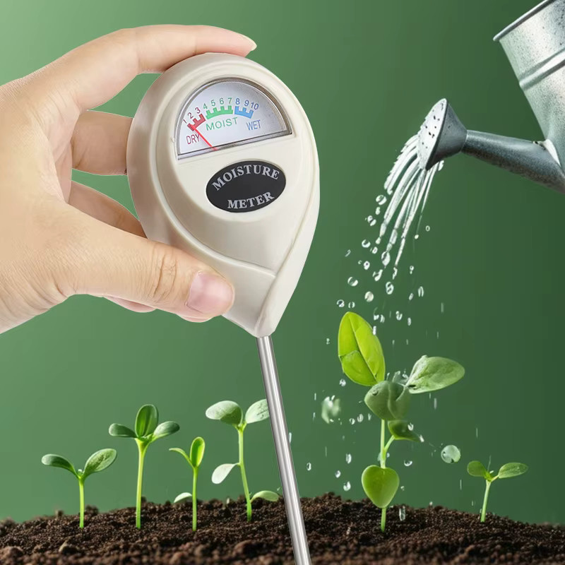 QSTEXPRESS 1-in-1 Bodenfeuchtemessgerät in Weiß, rundes Bodenhygrometer als Gartentester - Bild 3