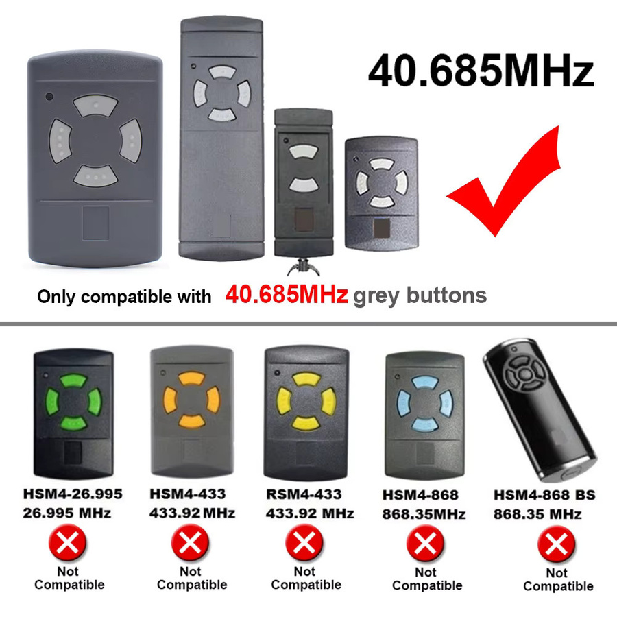 Scimagic-RC Klon-Garagentor-Fernbedienung in Grau für 40,685 MHz HSE2 HS2 HS4 HSM2 HSM4 HSE4 Toröffner - Bild 3