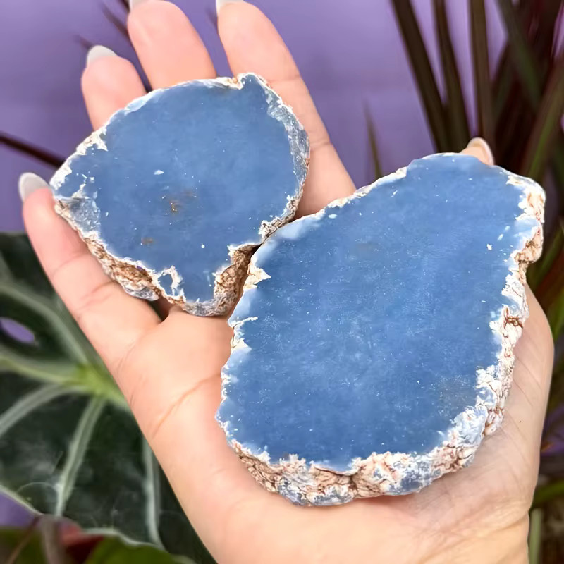 Angelit-Rohstein-Scheibe von CrystalHola in Blau, runder Kunstkristall für Schmuck und Dekoration - Bild 4