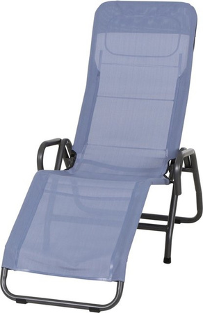Siena Garden Kippliege Bito in Anthrazit und Blau aus Stahlrohr mit Textilene-Bespannung, B/T/H: 139 x 72 x 118 cm