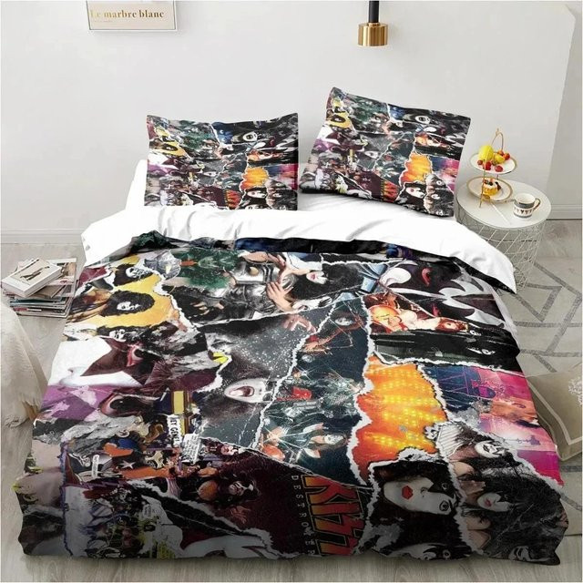 Bettwäsche-Set KISS Rockband mit 3D-Druck aus Mikrofaser, Mehrfarbig, B/H: 200 x 230 cm - Bild 1