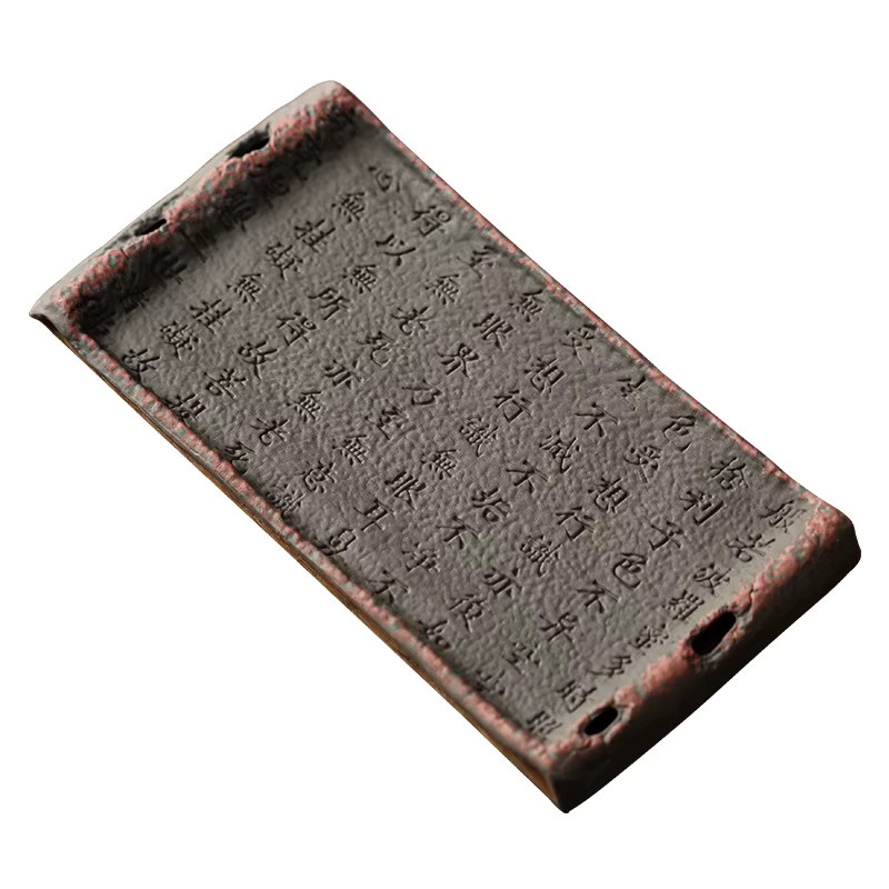 Handgefertigtes Keramik-Teetablett im Zen-Stil mit Felsstruktur für die Gongfu-Teezeremonie - Bild 3
