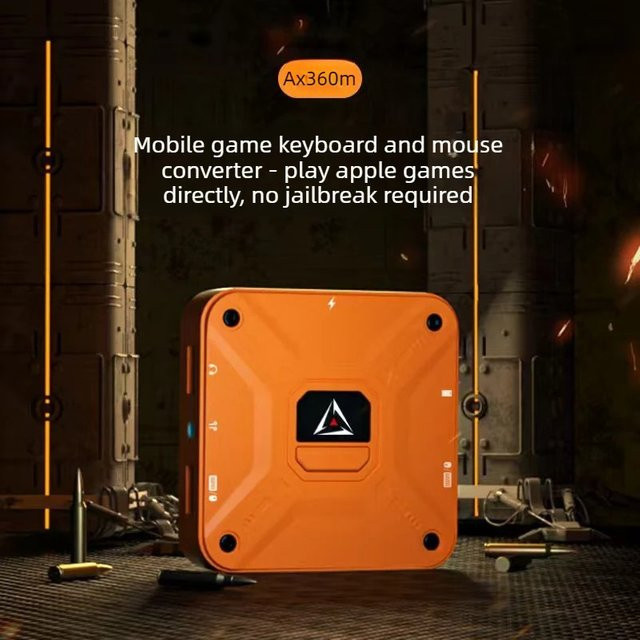 Aimzenix Ax360m QiBing iOS Tastatur- und Mauskonverter mit 2000Hz Mauspaket für Mobile Games in Gold und Orange - Bild 1