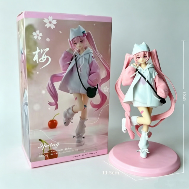 Bandai Anime Hatsune Miku Pink Twin Ponytails Hoodie Figur, Kunststoff - Bild 1