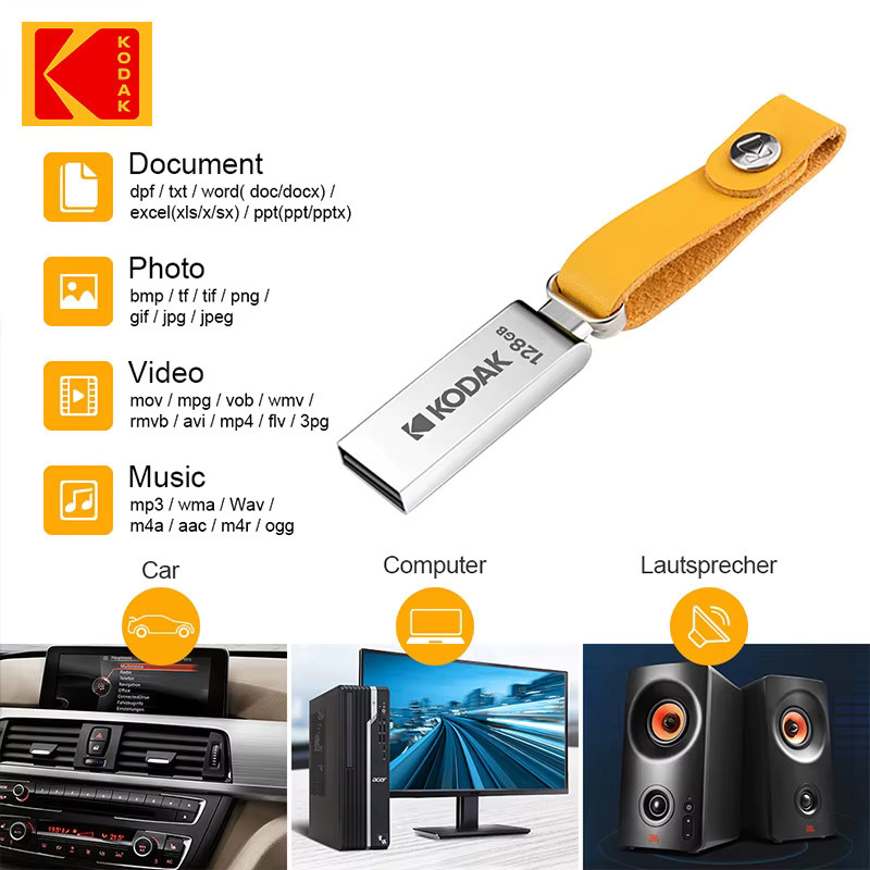 Kodak K122 Metall USB-Flash-Disk in Silber mit USB-A Anschluss - Bild 2