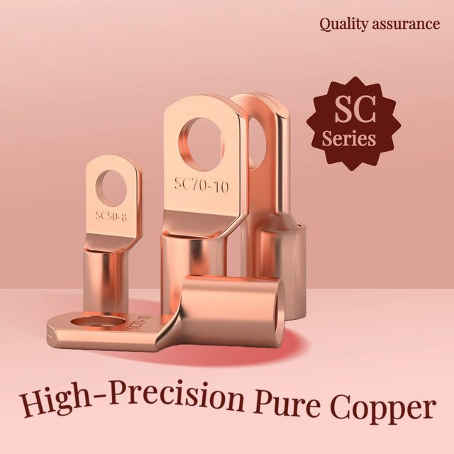 Kupfer Ringkabelschuhe SC Typ für elektrische Drahtanschlüsse in Gold, Set mit verschiedenen Größen für 6 mm bis 12 mm - Bild 1