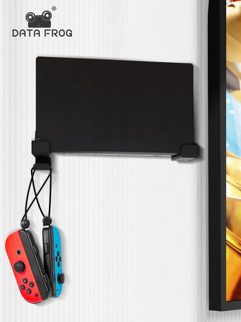 DATA FROG Wandhalterung für Nintendo Switch, Switch OLED und Joycon in Schwarz – Universeller Ständer für das Switch TV Dock - Bild 1