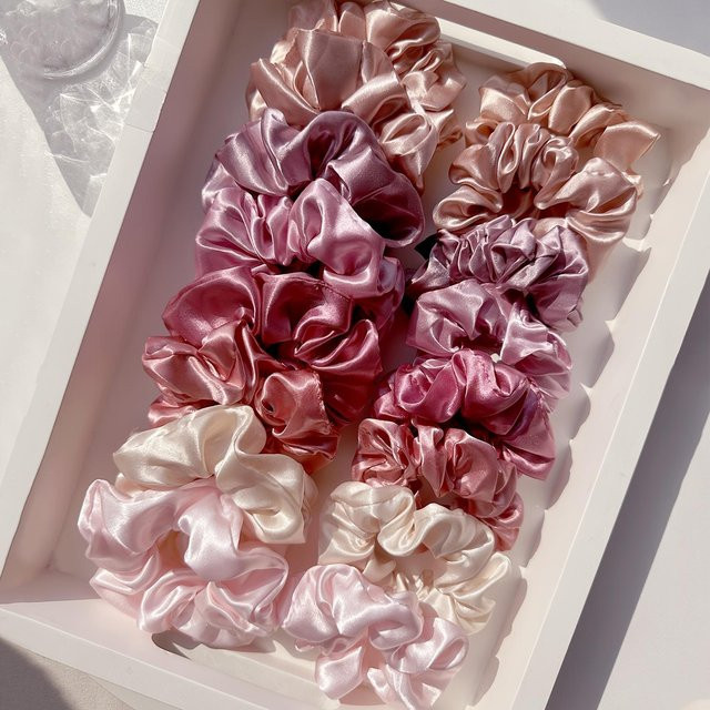 ouyaohong Satin-Scrunchies, Damen, braun - Bild 1