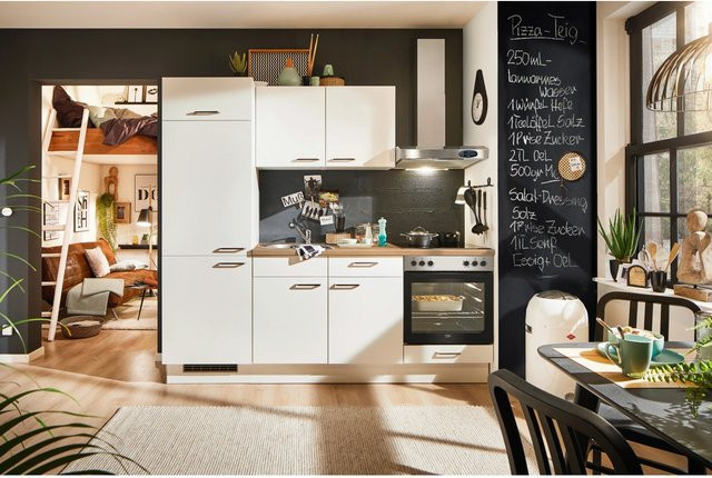 pino Küchenzeile Weiß mit Geräteschrank, Breite: 220 cm - Bild 1