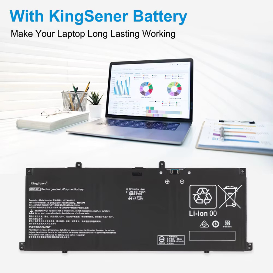 HP GD03XL Laptop-Akku 11,58 V 59,16 Wh Schwarz für HP Envy x360 2-in-1 14-FC 14-FA 14-fa0000 OmniBook X 14-fe0000 EliteBook Ultra G1q 14 - Bild 5