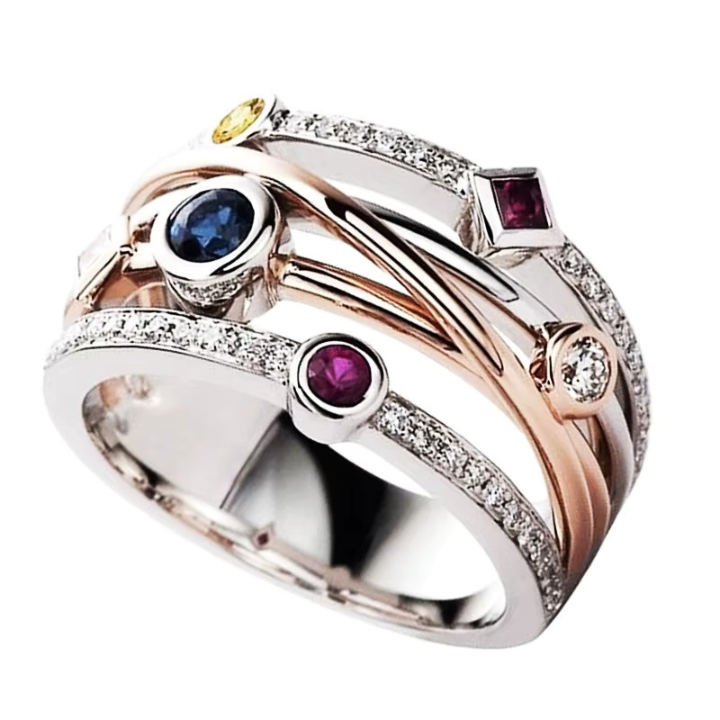 Huitan Ring, Bunt, Zirkonia, Damen - Bild 2