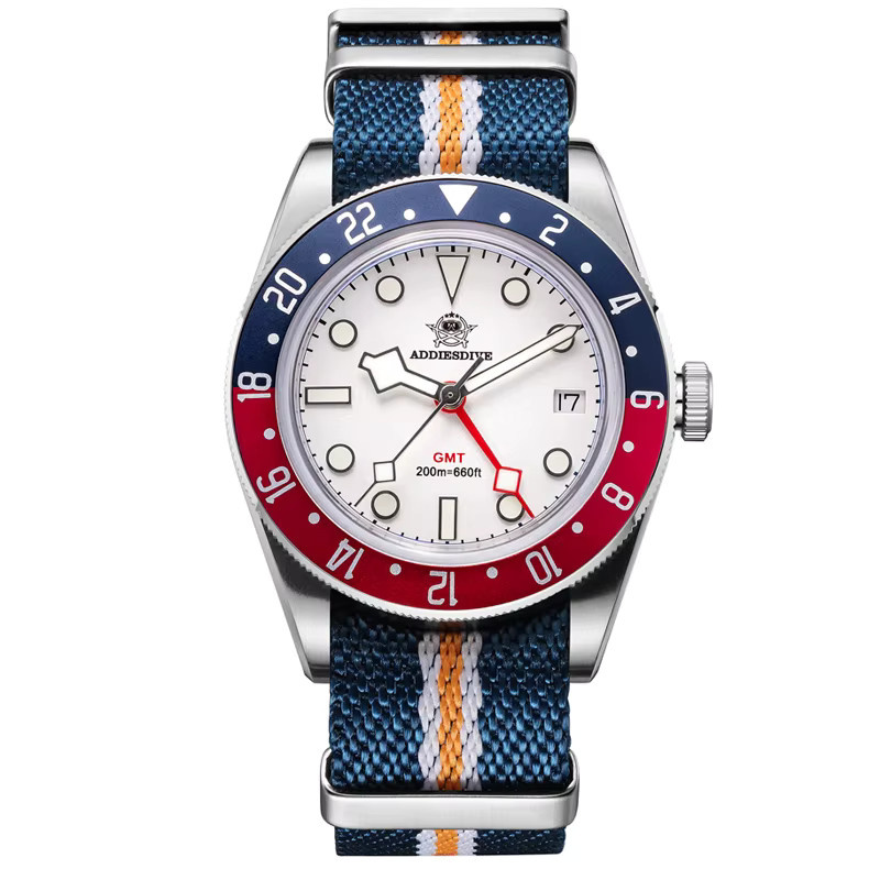 ADDIESDIVE Armbanduhr, Quarz, GMT, Edelstahl, Textil/NATO, Herren - Bild 6